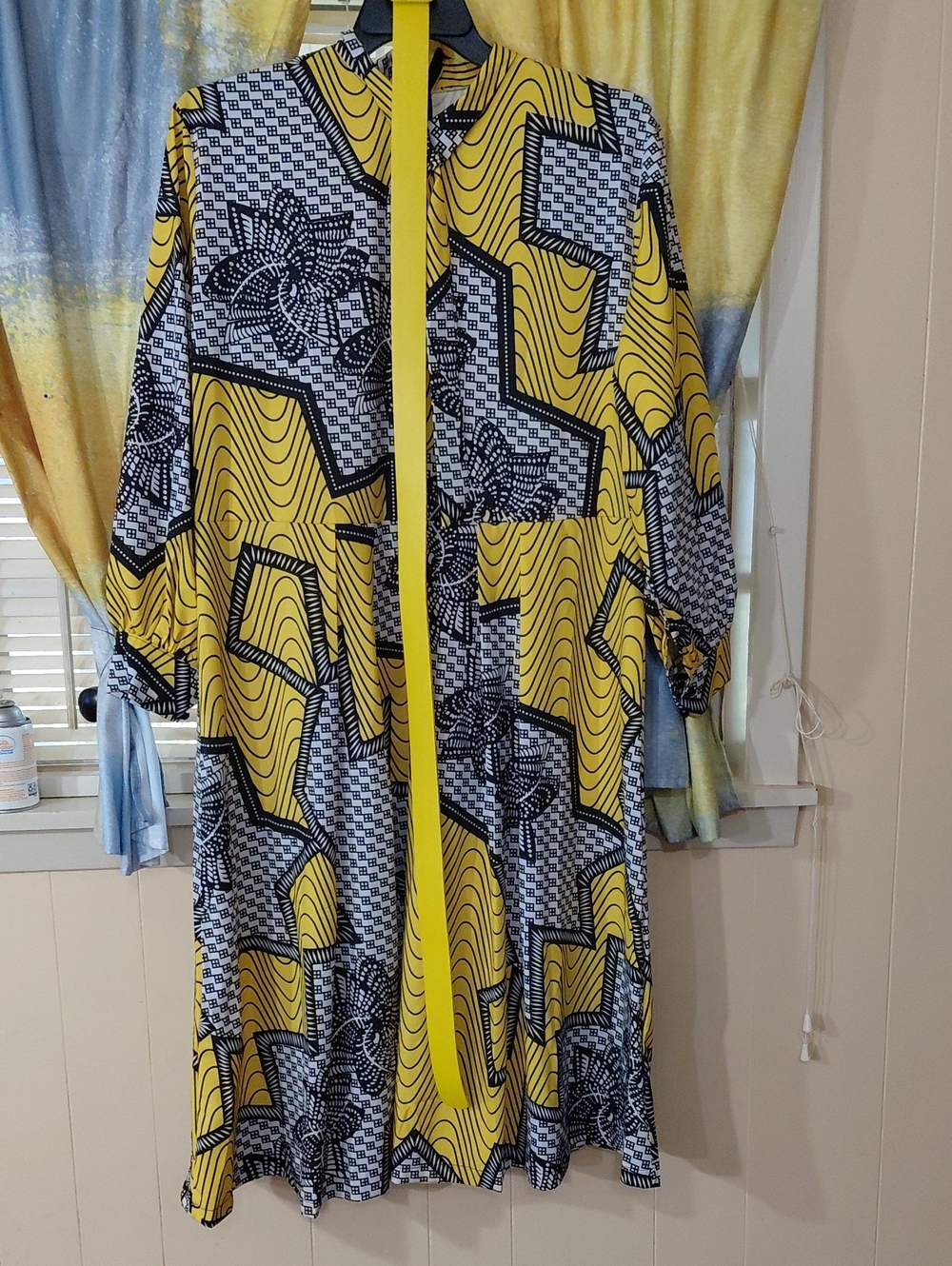 Oversized Belt TemuYellow & Black Patterned Women’s Dress 2x
